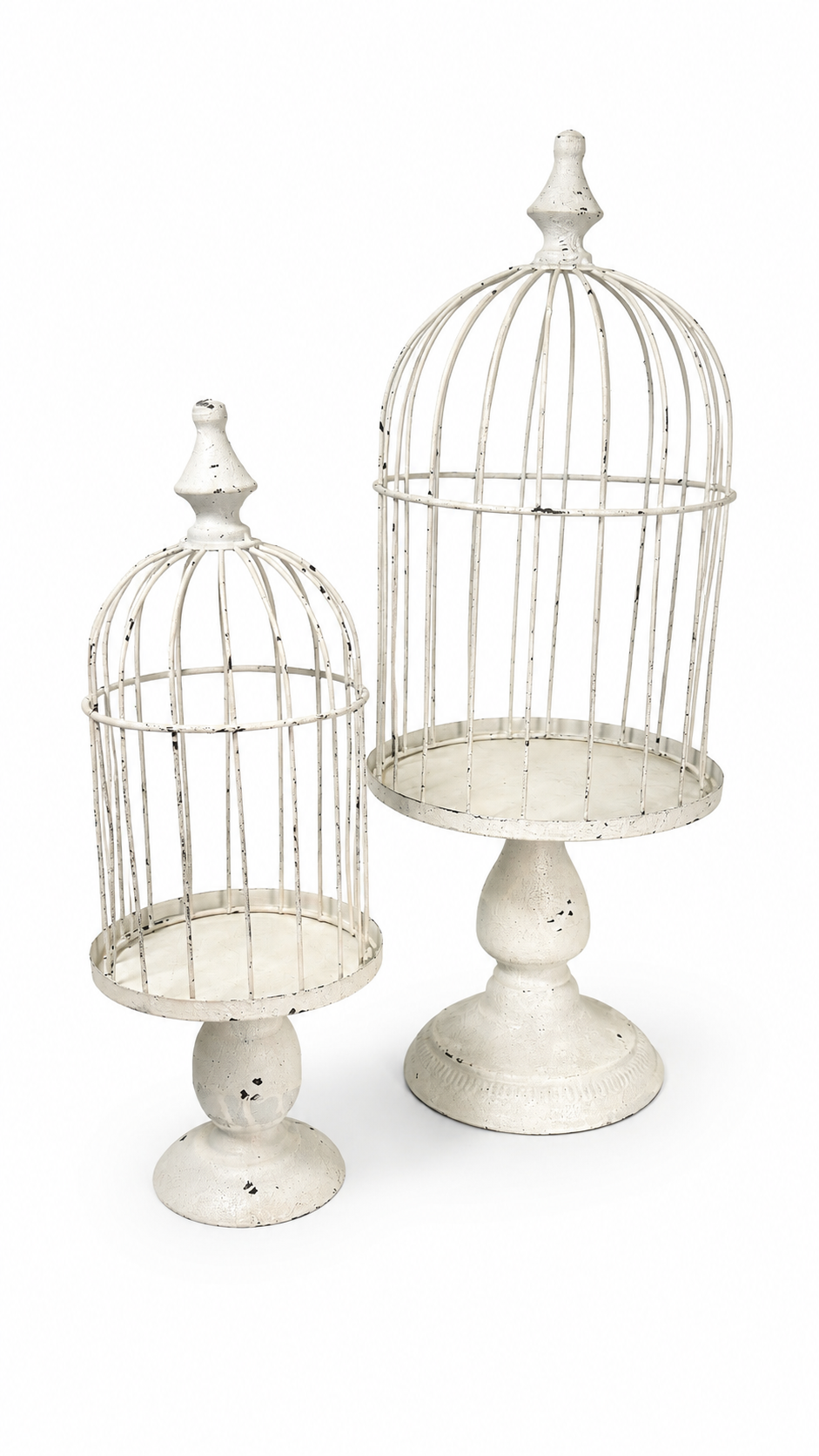 Set 2 Gabbiette Decorative in Metallo Effetto Invecchiato