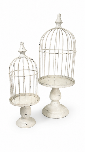 Set 2 Gabbiette Decorative in Metallo Effetto Invecchiato