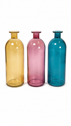 Set 3 Bottiglie Decorative in Vetro Colorato