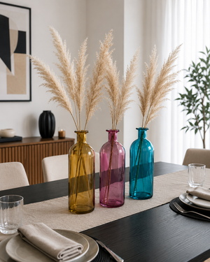 Set 3 Bottiglie Decorative in Vetro Colorato