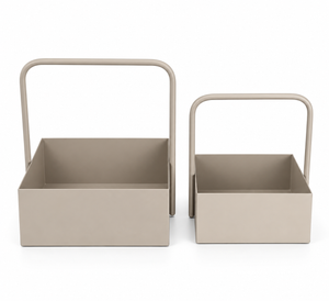 Set 2 Fioriere Quadrate in Metallo con Manico