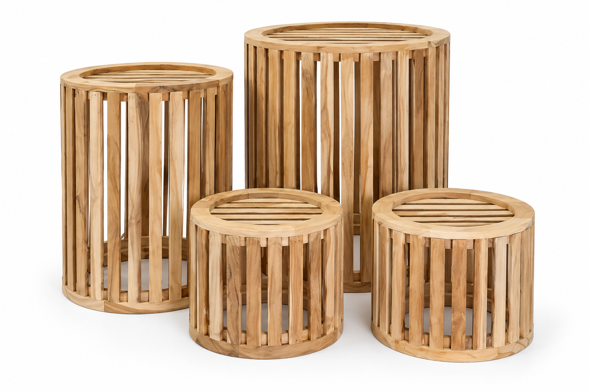 Set 4 elementi d'arredo multiuso in legno Teak