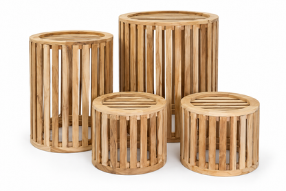 Set 4 elementi d'arredo multiuso in legno Teak