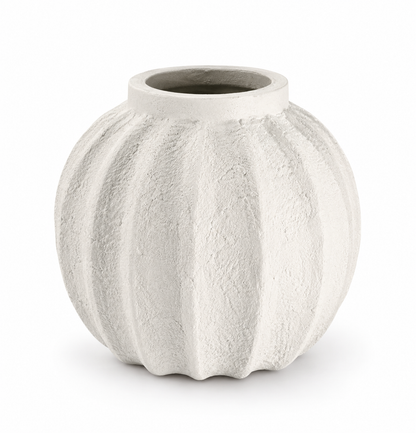 Vaso Decorativo Tondo in Resina Bianco